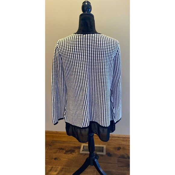 Style & Co Sweater Plus Size XL Top Black White 60% Cotton Sheer Hem Crew Neck - Picture 5 of 10